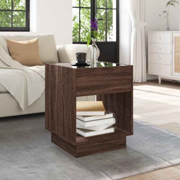vidaXL Table basse avec LED Infinity aspect chêne marron 40x40x50 cm