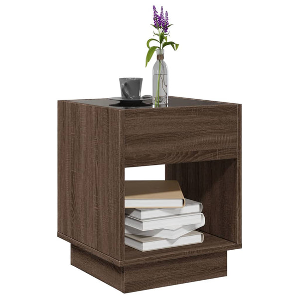vidaXL Table basse avec LED Infinity aspect chêne marron 40x40x50 cm