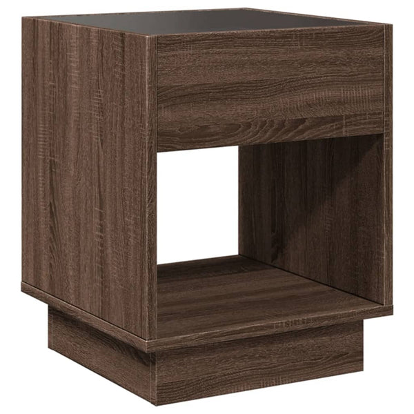 vidaXL Table basse avec LED Infinity aspect chêne marron 40x40x50 cm