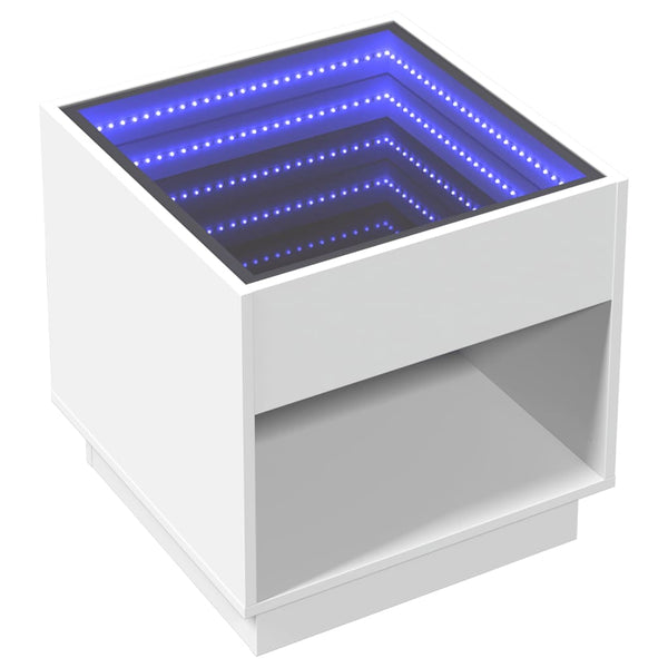 vidaXL Table basse à LED Infinity blanc 50x50x50 cm