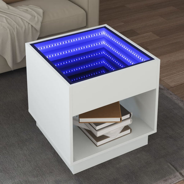 vidaXL Table basse à LED Infinity blanc 50x50x50 cm