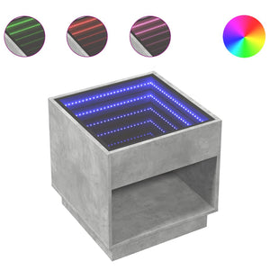 Couchtisch mit Infinity-LED Betongrau 50x50 cm