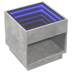 Couchtisch mit Infinity-LED Betongrau 50x50 cm