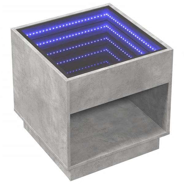 Couchtisch mit Infinity-LED Betongrau 50x50 cm