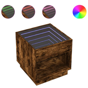 vidaXL Infinity LED Coffee Table Smoked Oak 50x50x50 cm