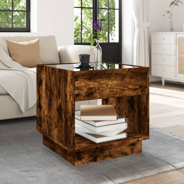 vidaXL Infinity LED Coffee Table Smoked Oak 50x50x50 cm