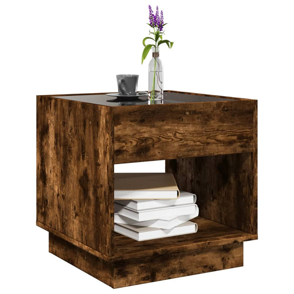 vidaXL Infinity LED Coffee Table Smoked Oak 50x50x50 cm