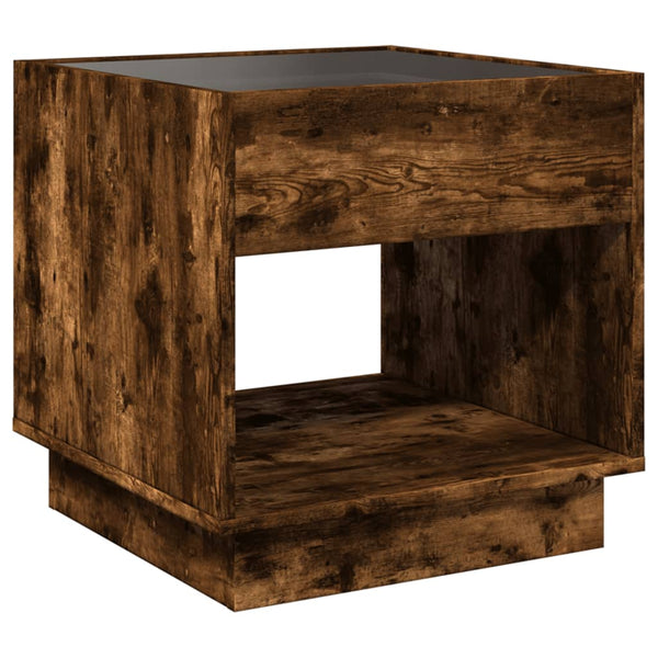 vidaXL Infinity LED Coffee Table Smoked Oak 50x50x50 cm
