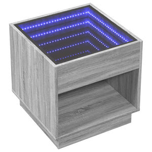 vidaXL Table basse avec LED Infinity Gris Sonoma 50x50x50 cm