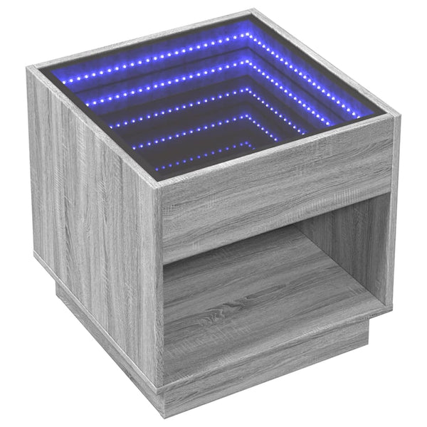 vidaXL Table basse avec LED Infinity Gris Sonoma 50x50x50 cm