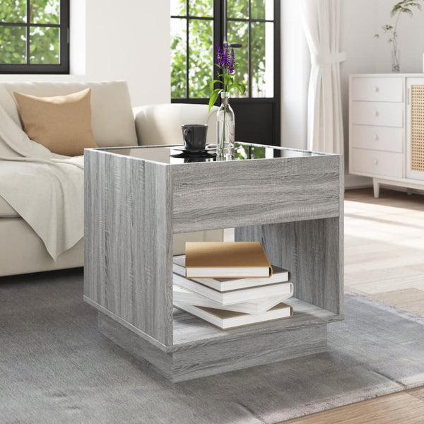 vidaXL Table basse avec LED Infinity Gris Sonoma 50x50x50 cm