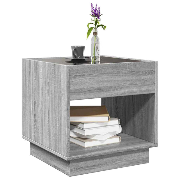 vidaXL Table basse avec LED Infinity Gris Sonoma 50x50x50 cm