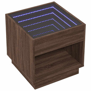 vidaXL Table basse avec LED Infinity aspect chêne marron 50x50x50 cm