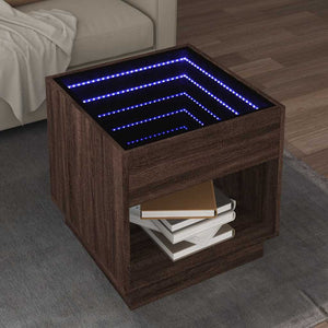 vidaXL Table basse avec LED Infinity aspect chêne marron 50x50x50 cm