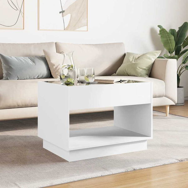 vidaXL Table basse avec LED Infinity Blanc 70x50x50 cm