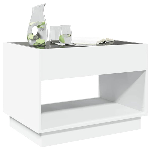 vidaXL Table basse avec LED Infinity Blanc 70x50x50 cm