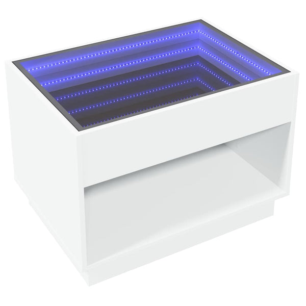 vidaXL Table basse avec LED Infinity Blanc 70x50x50 cm