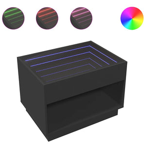 vidaXL Table basse avec LED Infinity Noir 70x50x50 cm