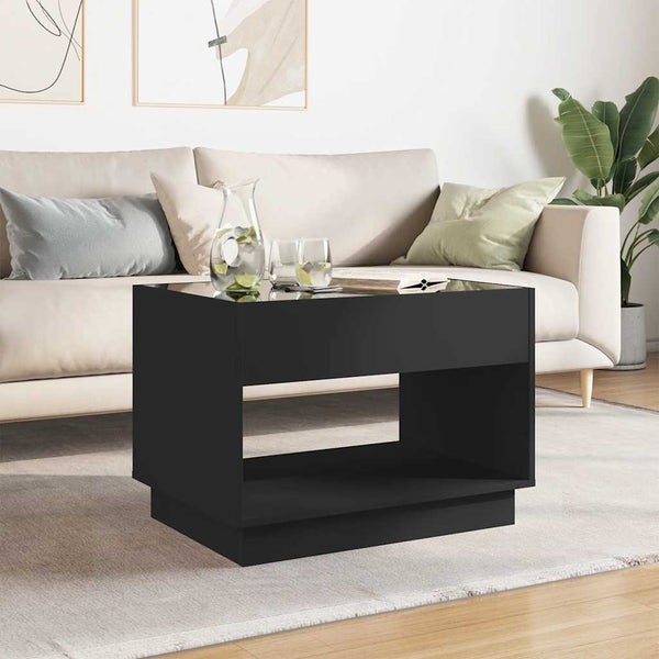 vidaXL Table basse avec LED Infinity Noir 70x50x50 cm