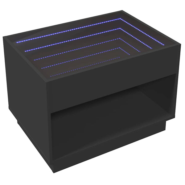 vidaXL Table basse avec LED Infinity Noir 70x50x50 cm