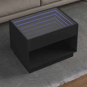 vidaXL Table basse avec LED Infinity Noir 70x50x50 cm