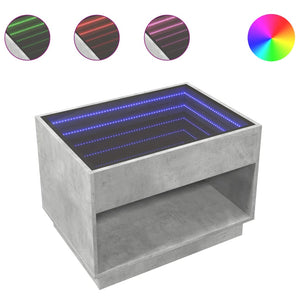 Couchtisch Betongrau mit Infinity-LED 70x50 cm