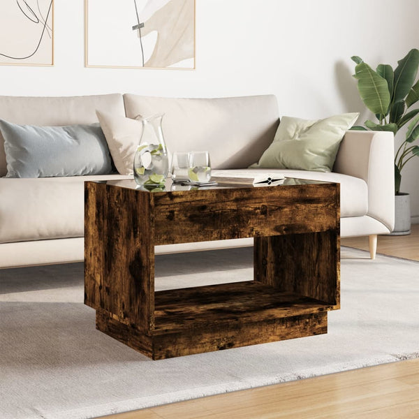 vidaXL Coffee table with infinity LED smoked oak 70x50x50 cm