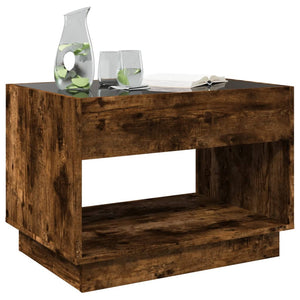 vidaXL Coffee table with infinity LED smoked oak 70x50x50 cm