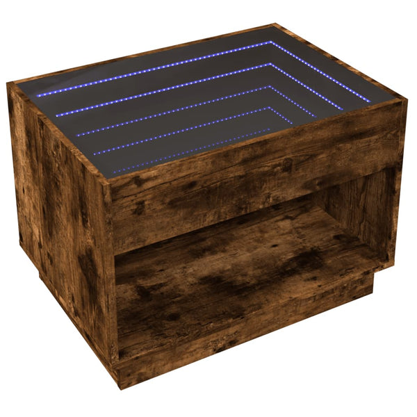 vidaXL Coffee table with infinity LED smoked oak 70x50x50 cm