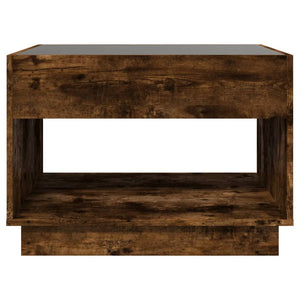 vidaXL Coffee table with infinity LED smoked oak 70x50x50 cm