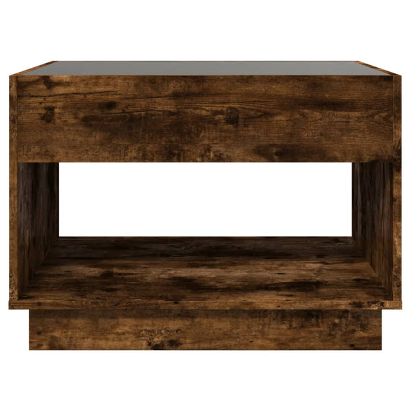 vidaXL Coffee table with infinity LED smoked oak 70x50x50 cm