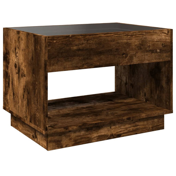 vidaXL Coffee table with infinity LED smoked oak 70x50x50 cm