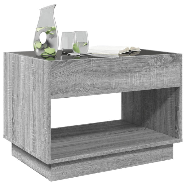 vidaXL Coffee Table with Infinity LED Sonoma Grey 70x50x50 cm