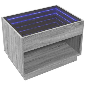 vidaXL Coffee Table with Infinity LED Sonoma Grey 70x50x50 cm