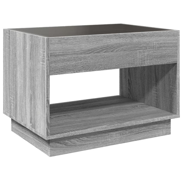 vidaXL Coffee Table with Infinity LED Sonoma Grey 70x50x50 cm