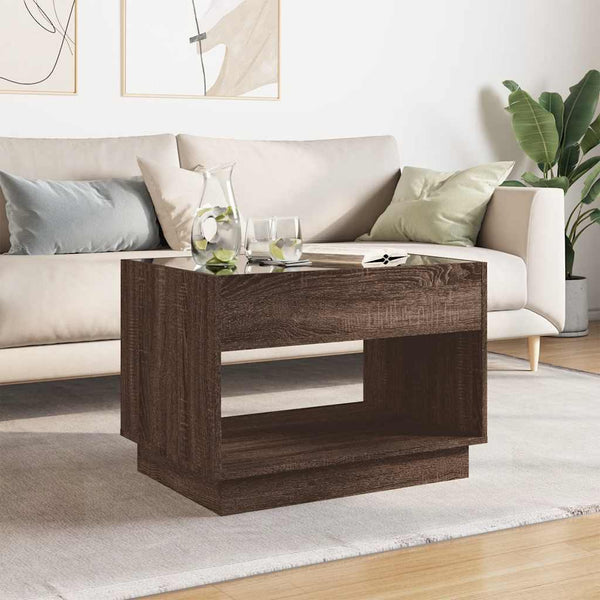 vidaXL Table basse avec LED Infinity aspect chêne marron 70x50x50 cm