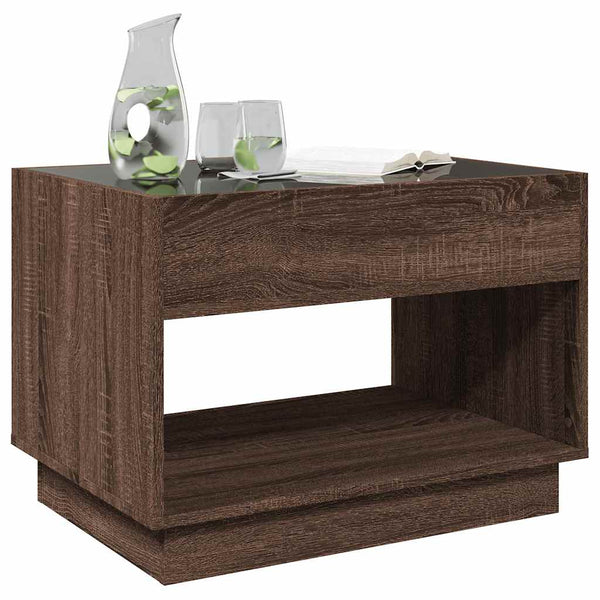 vidaXL Table basse avec LED Infinity aspect chêne marron 70x50x50 cm