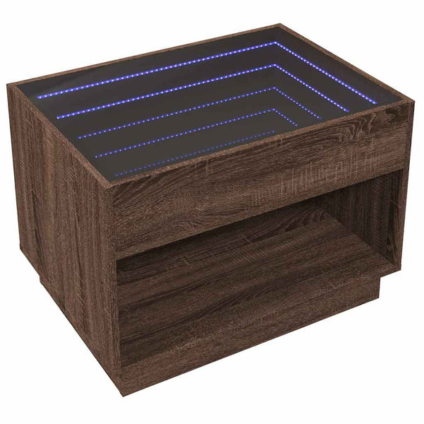 vidaXL Table basse avec LED Infinity aspect chêne marron 70x50x50 cm