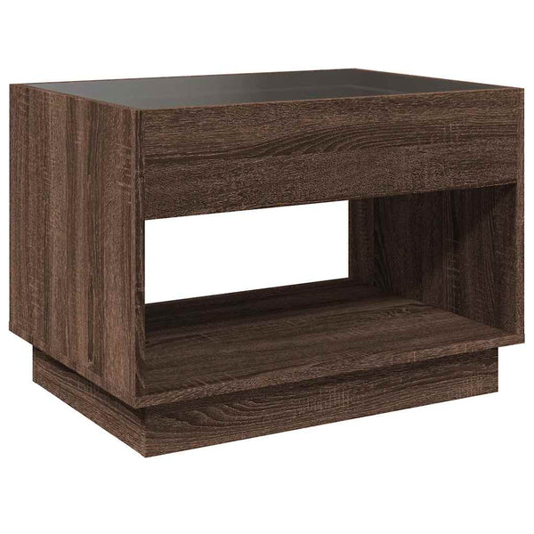 vidaXL Table basse avec LED Infinity aspect chêne marron 70x50x50 cm