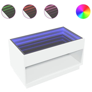 vidaXL Table basse avec LED Infinity Blanc 90x50x50 cm