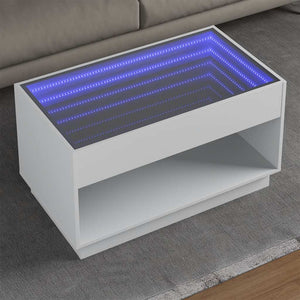 vidaXL Table basse avec LED Infinity Blanc 90x50x50 cm
