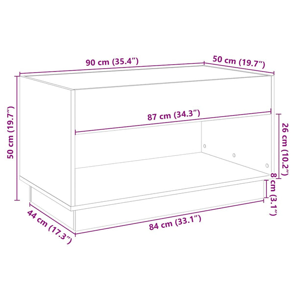 vidaXL Table basse avec LED Infinity Noir 90x50x50 cm