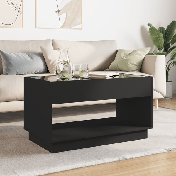 vidaXL Table basse avec LED Infinity Noir 90x50x50 cm