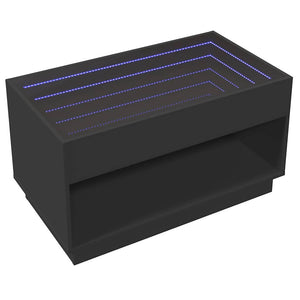 vidaXL Table basse avec LED Infinity Noir 90x50x50 cm