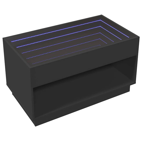 vidaXL Table basse avec LED Infinity Noir 90x50x50 cm