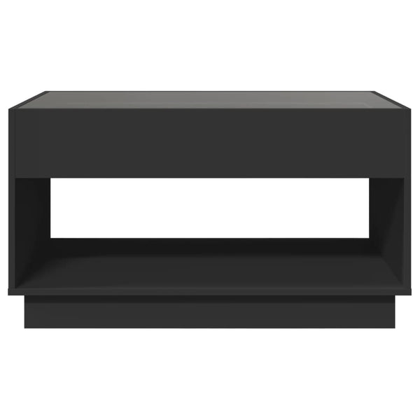 vidaXL Table basse avec LED Infinity Noir 90x50x50 cm