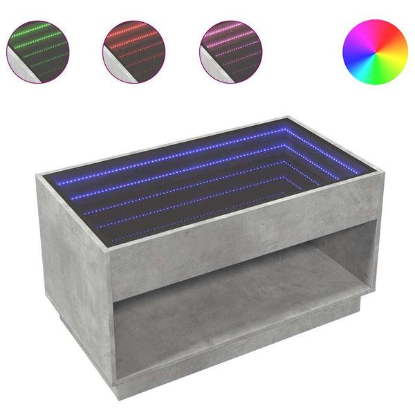 Couchtisch Betongrau mit Infinity-LED 90x50 cm