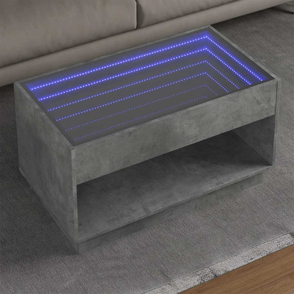Couchtisch Betongrau mit Infinity-LED 90x50 cm