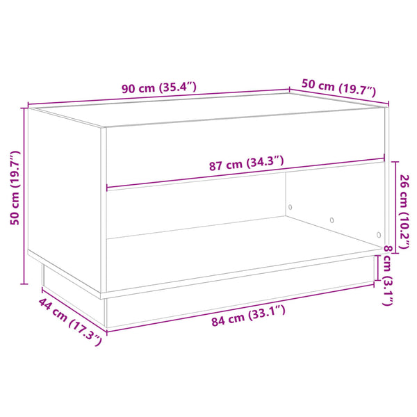 vidaXL Table basse avec LED Infinity Gris Sonoma 90x50x50 cm