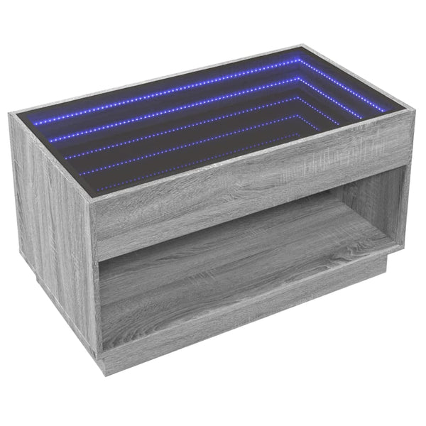 vidaXL Table basse avec LED Infinity Gris Sonoma 90x50x50 cm
